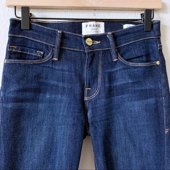 NEW FRAME Le Skinny de Jeanne Jeans Dame Dark Blue Stretch 24 - Picture 4 of 12